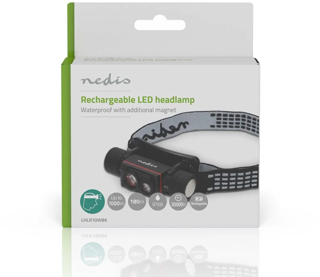 Nedis LHLR10WBK Hoofdlamp - 1000 Lumen - Zwart - afbeelding 6 van 6