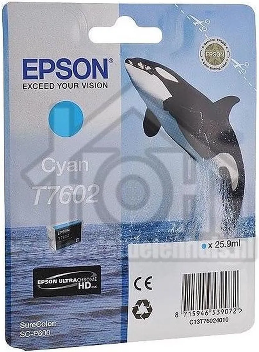 Epson T7602XL Cyaan Inktcartridge - 2100 Pagina's