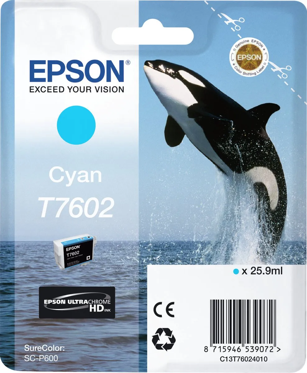 Epson T7602XL Cyaan Inktcartridge - 2100 Pagina's