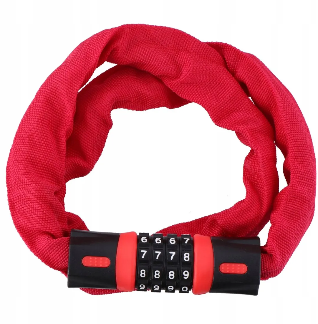 Dunlop Fietsketting met Cijferslot 90cm - Rood - afbeelding 2 van 3