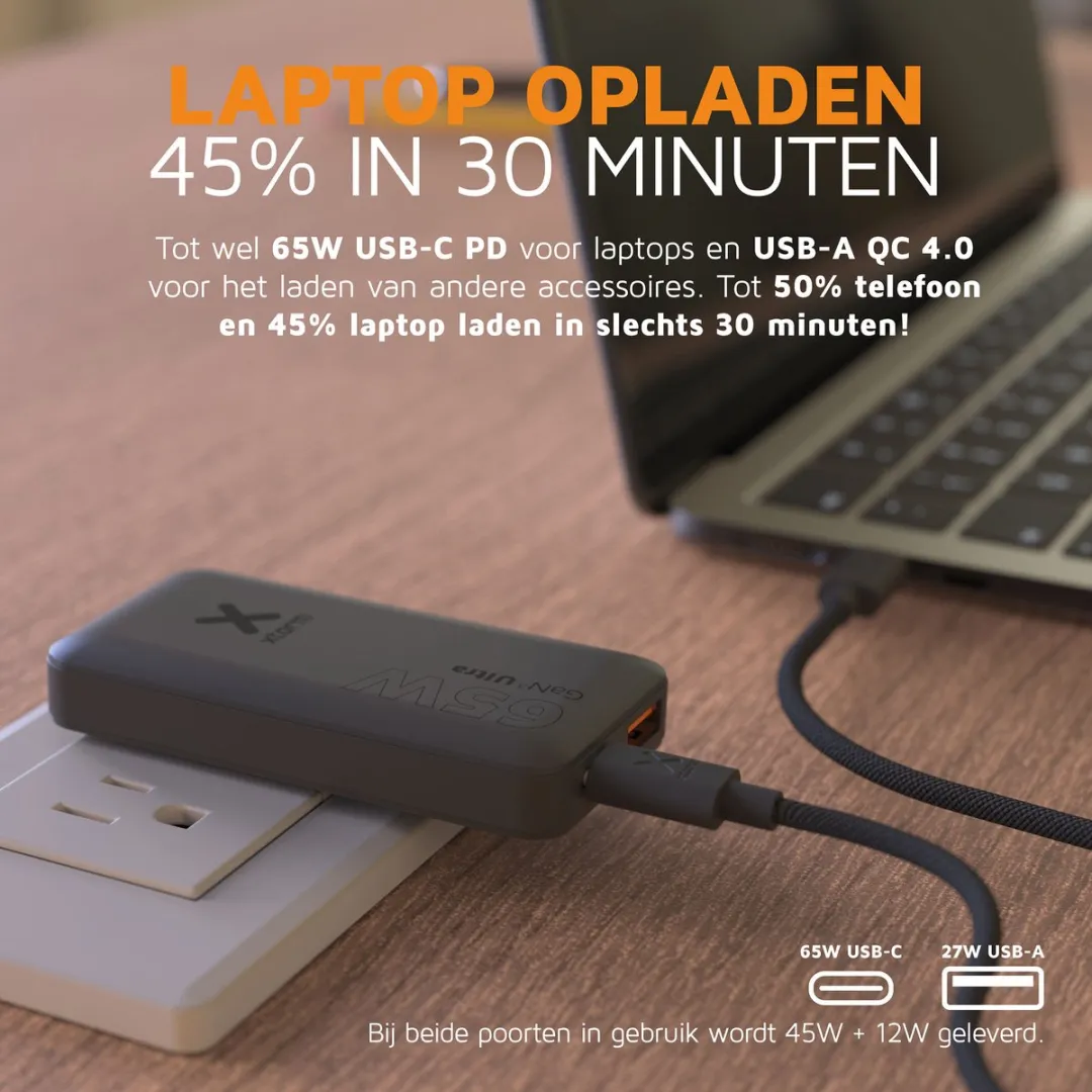 Xtorm XTPC0651 Wereldstekker Reisstekker 65W - USB-C PD + 2x USB - Zwart - afbeelding 6 van 6