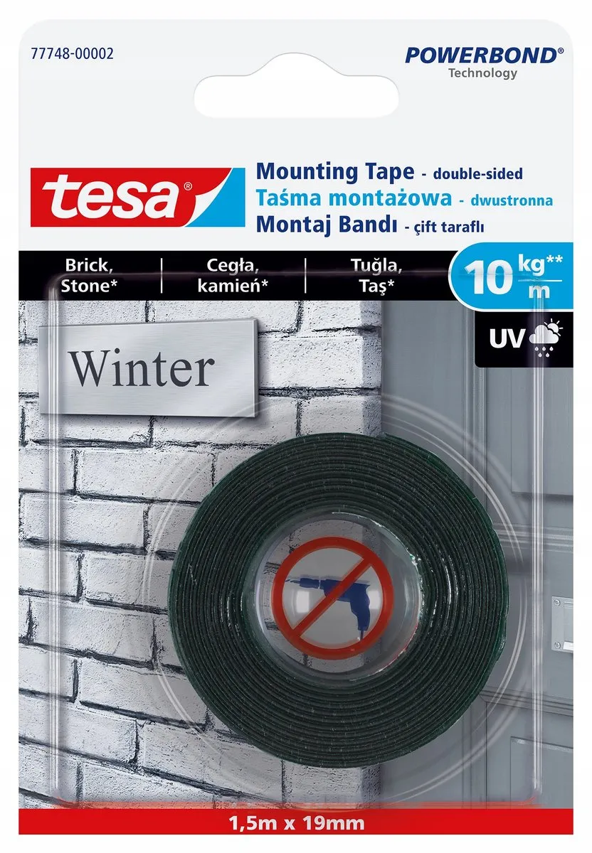 Tesa Powerbond Dubbelzijdige Montagetape 1,5m x 19mm - Transparant