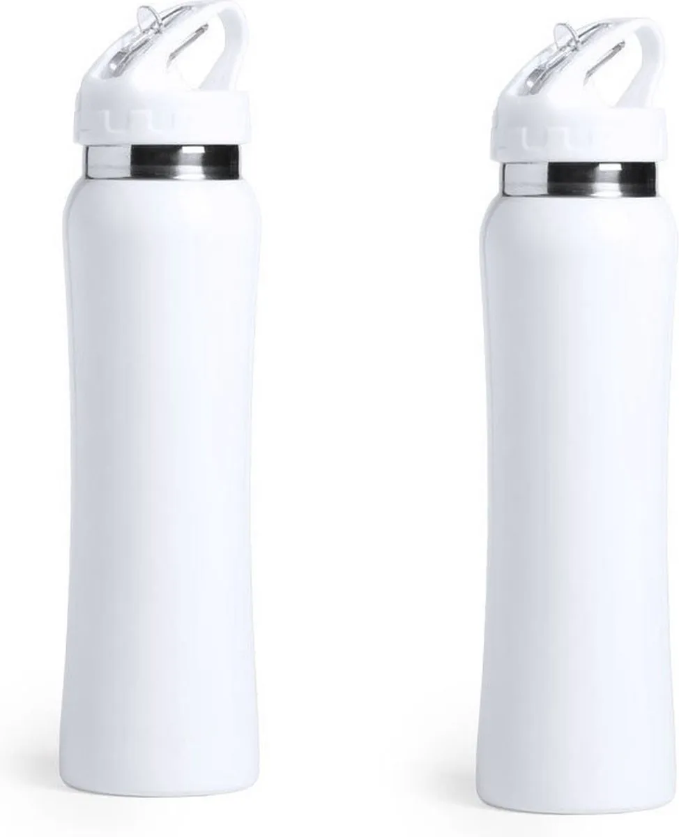 Bellatio Design Powerline Drinkfles - 800ml - Wit - Set van 2