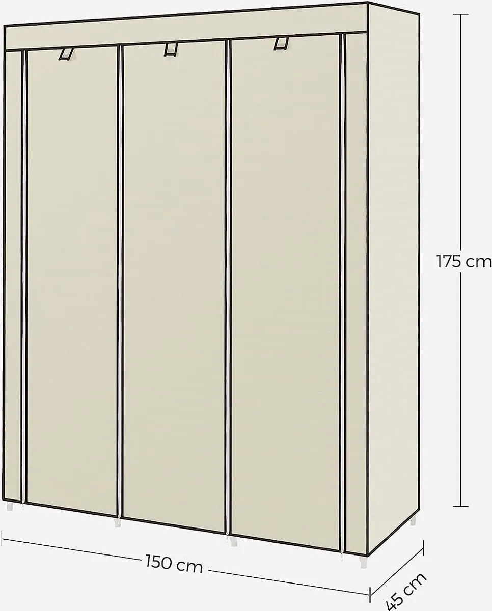 Songmics Canvas Kledingkast Beige 175x150x45cm