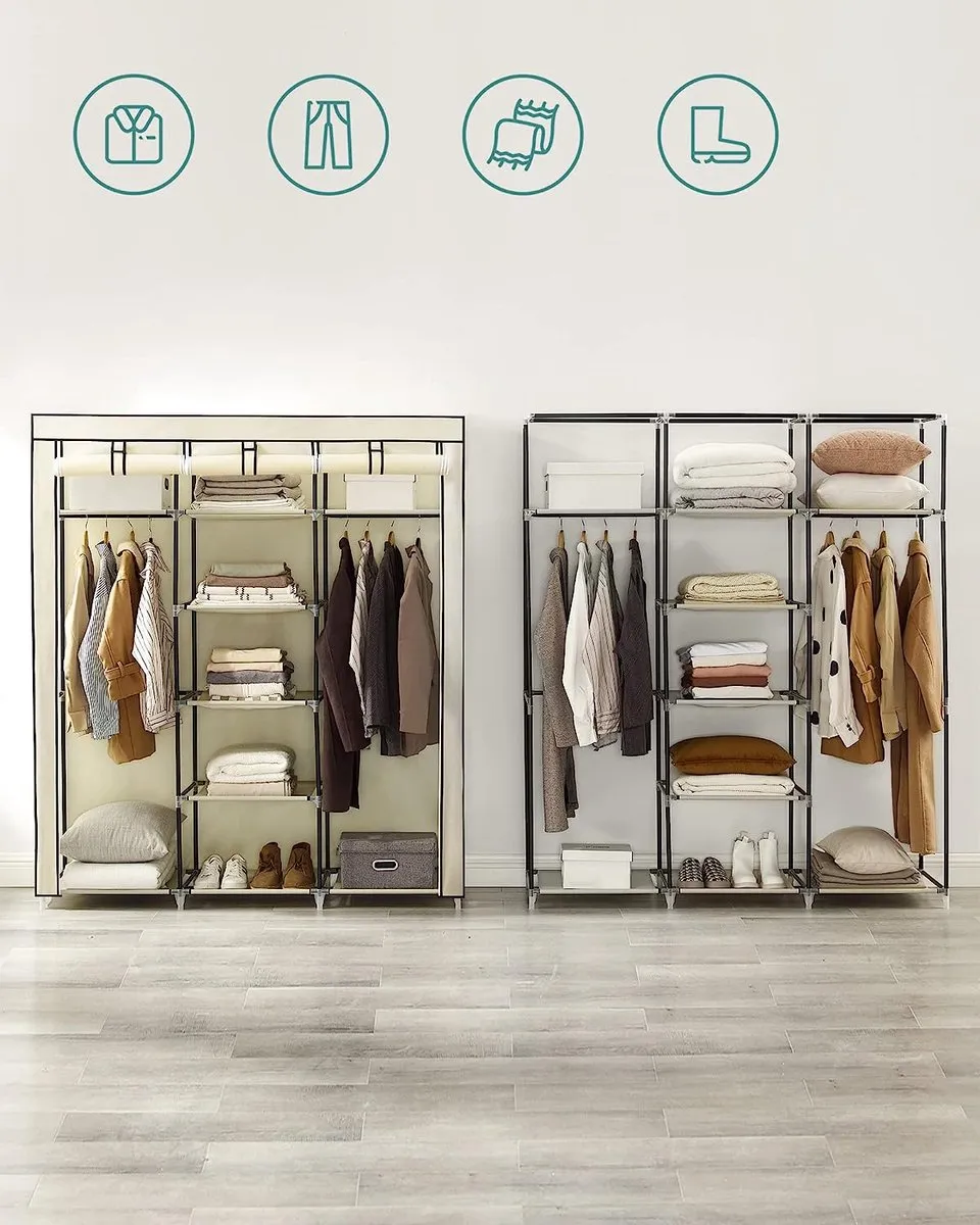 Songmics Canvas Kledingkast Beige 175x150x45cm