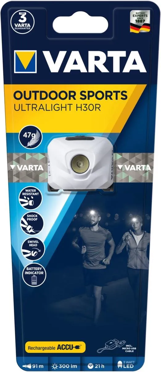 Varta Outdoor Sports Ultralight H30R Hoofdlamp - Wit