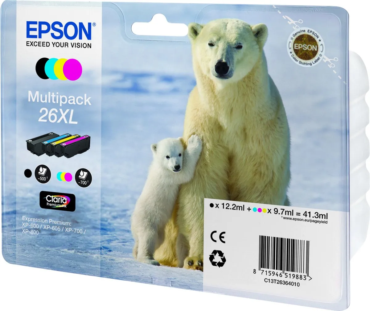Epson 26XL Inktcartridge Multipack - 500 pagina's