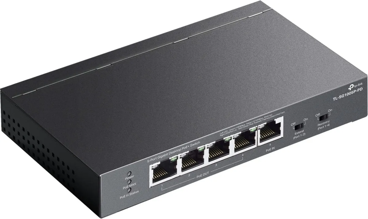 TP-Link TL-SG1005P-PD V1 Switch 5x PoE - 66W - Zwart - afbeelding 6 van 6