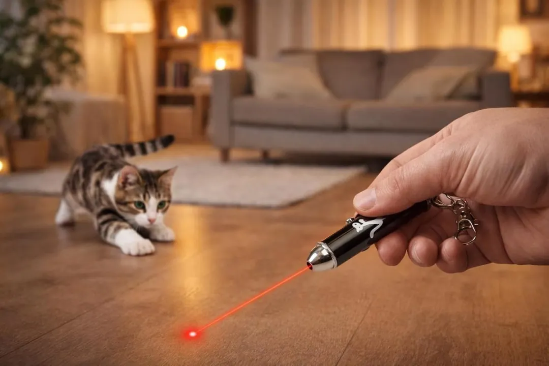 Flamingo Alva Zwart Laserpen voor Kat - 11x1,4x1,4cm - tot 3m - 3x LR44