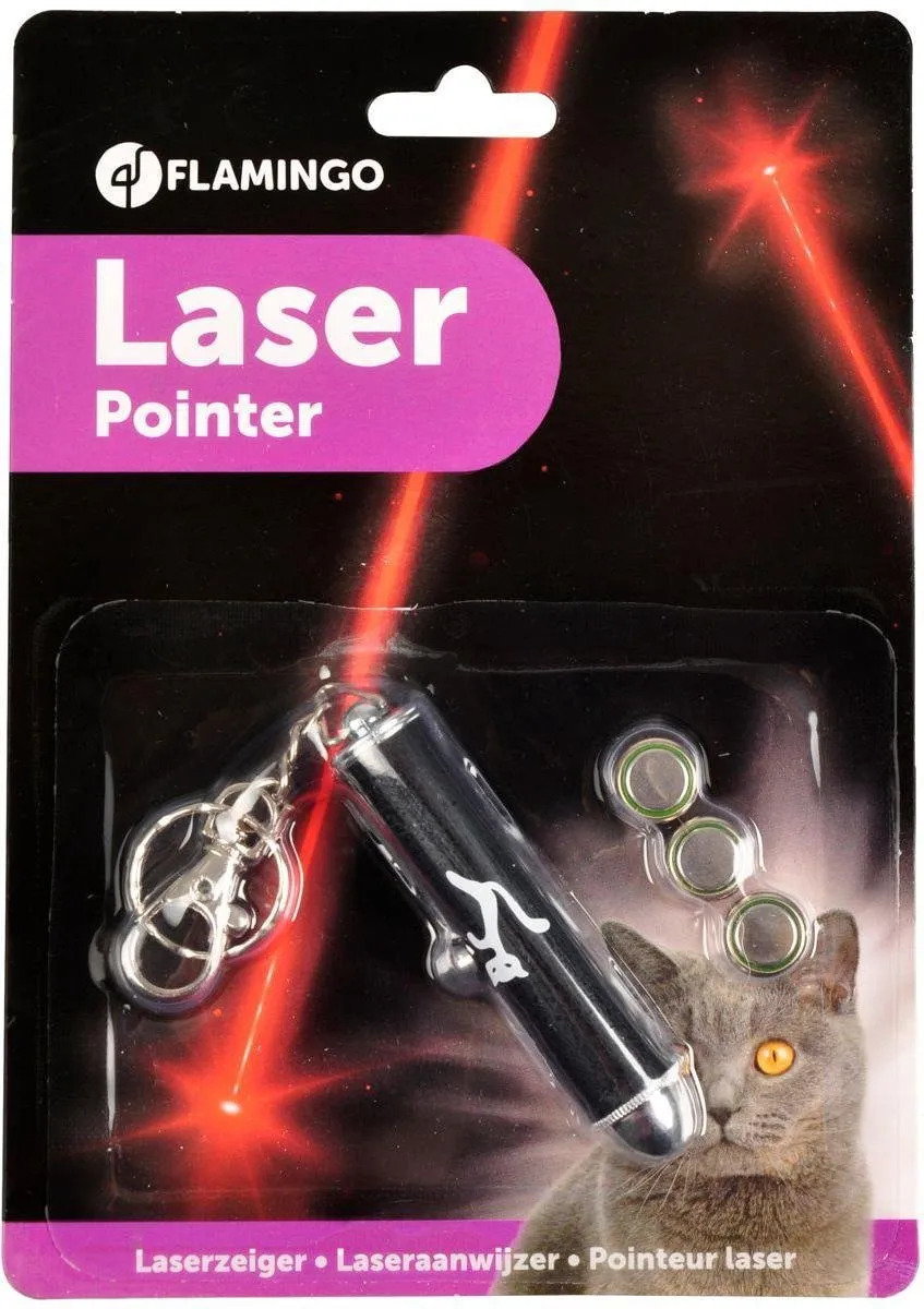 Flamingo Alva Zwart Laserpen voor Kat - 11x1,4x1,4cm - tot 3m - 3x LR44