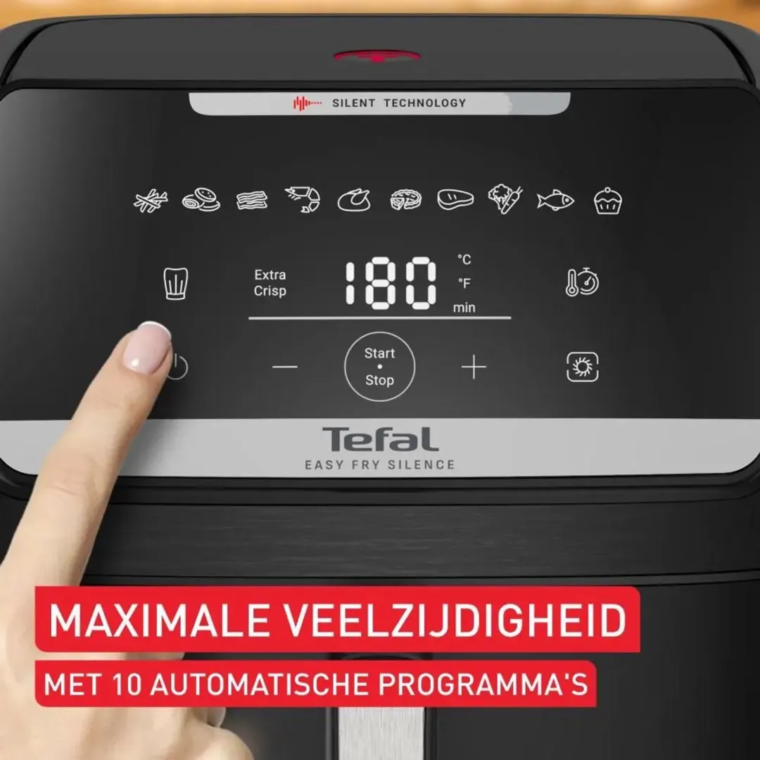 Tefal EY8428 Easy Fry Silence XXL Airfryer 1800W - 5,6L - Zwart