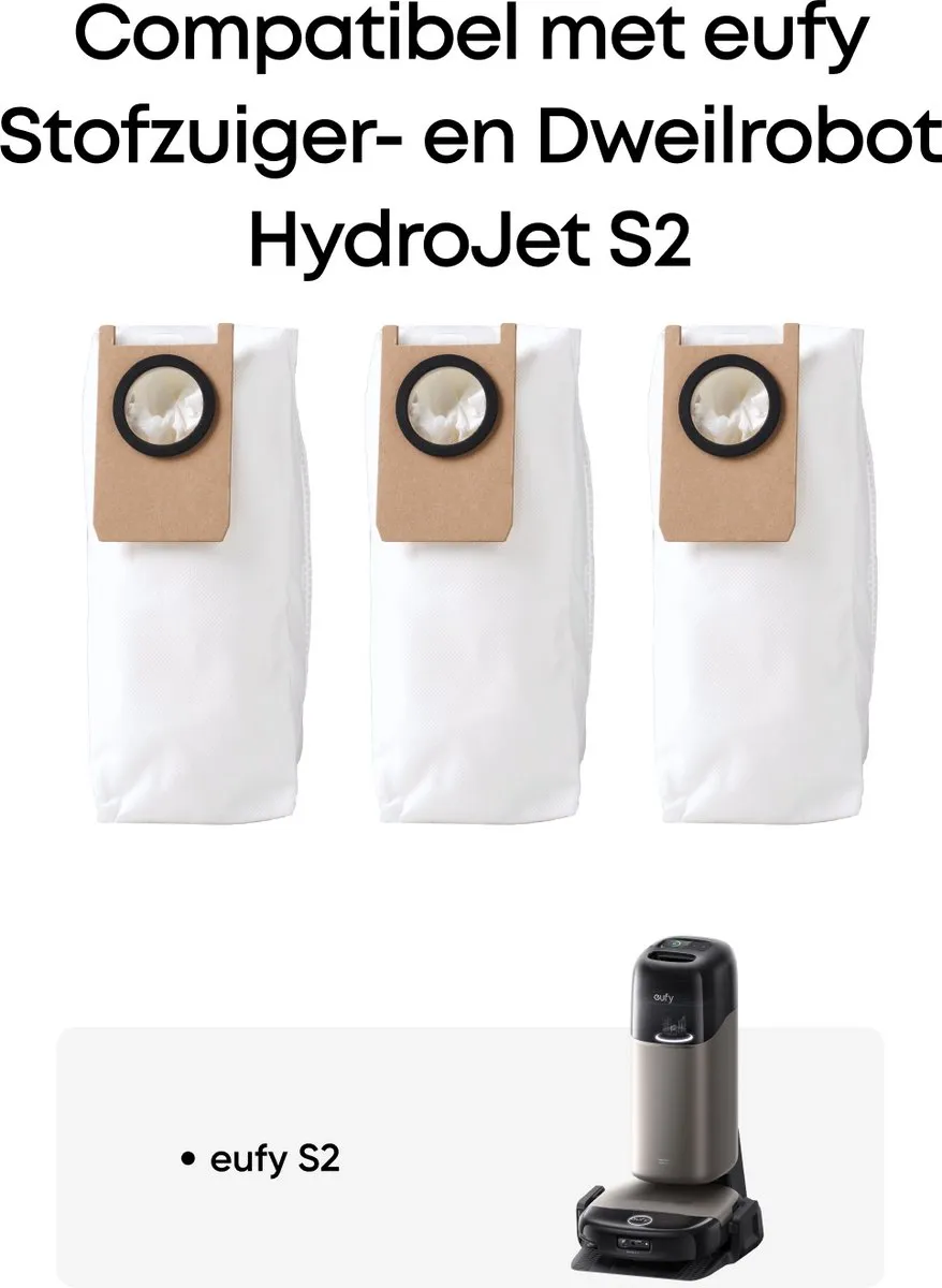 Eufy Omni S2 Stofzuigerzakken - 3 Stuks