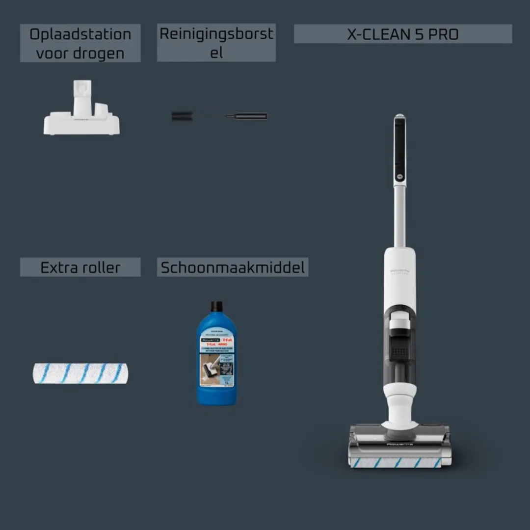 Rowenta X-Clean 5 Pro GZ5435 Vloerreiniger - 50 min - Zelfreinigend - Wit