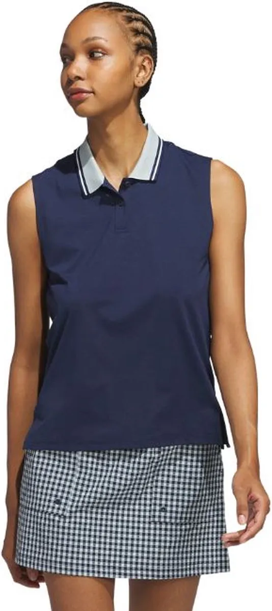 Adidas W BTC Twisknit Mouwloze Golfpolo - Navy S - afbeelding 6 van 6