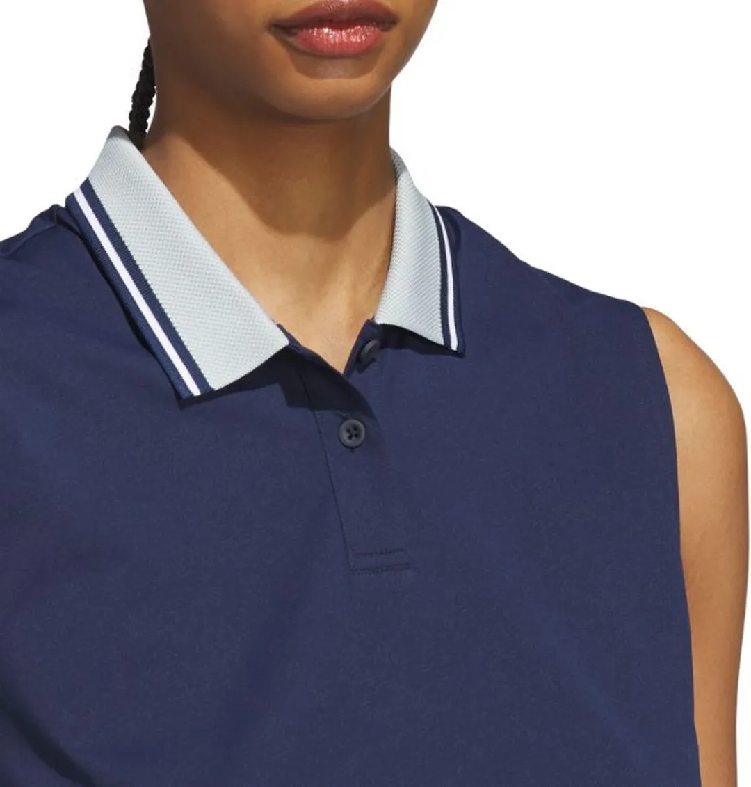 Adidas W BTC Twisknit Mouwloze Golfpolo - Navy S