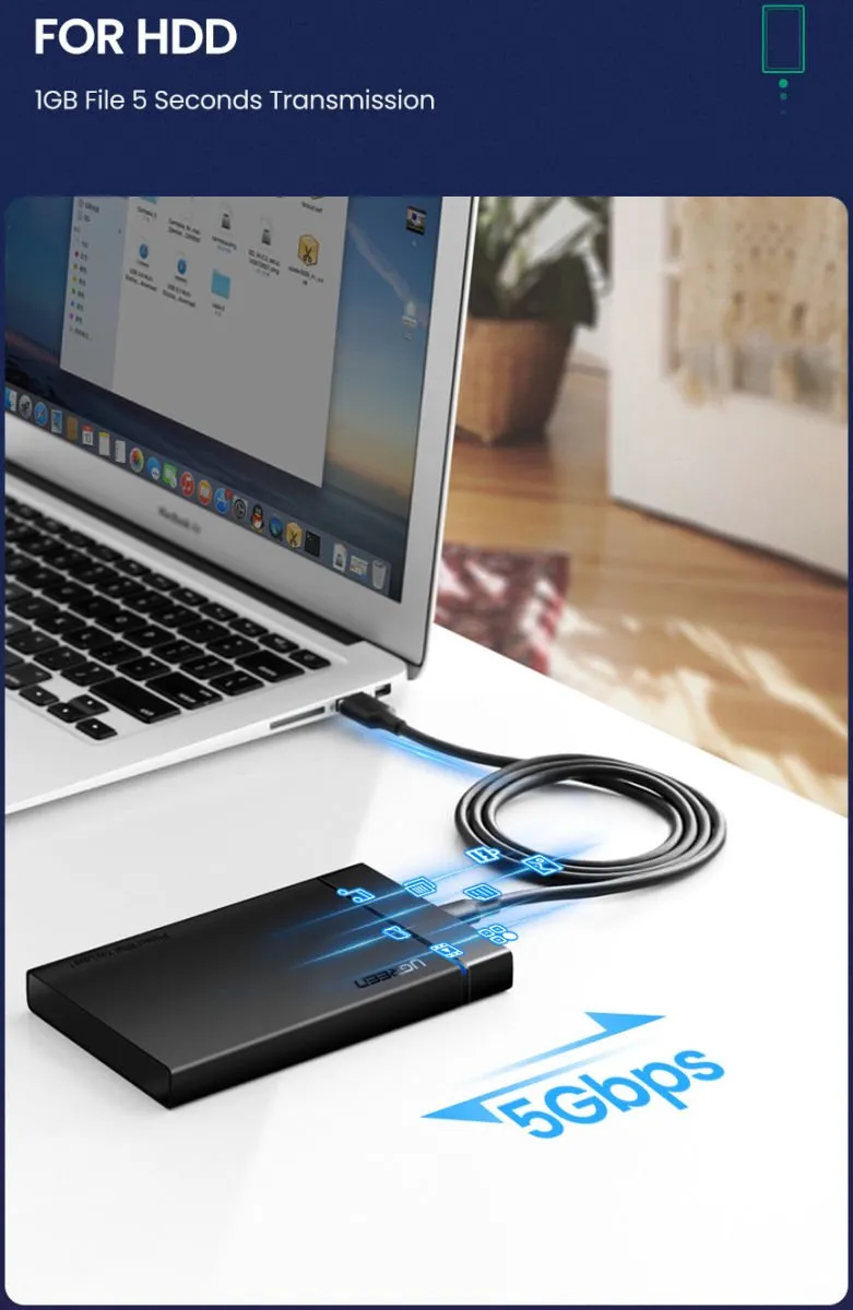 UGREEN USB-A naar USB-C Kabel 3.0 2m - 3A - Zwart
