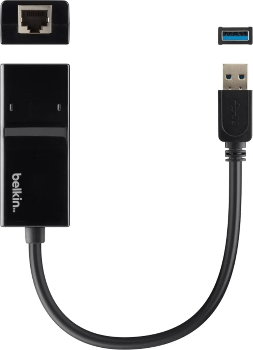 Belkin B2B048 USB 3.0 Gigabit Ethernet Adapter - Zwart