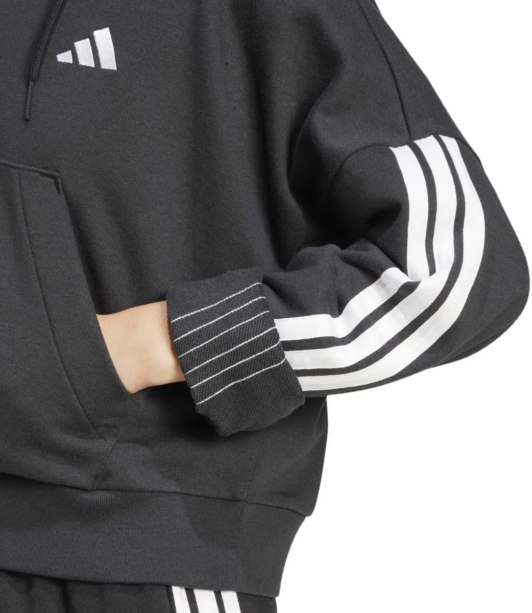 Adidas Sport W 3S Ft Qz Hd Sweatshirt - Zwart L