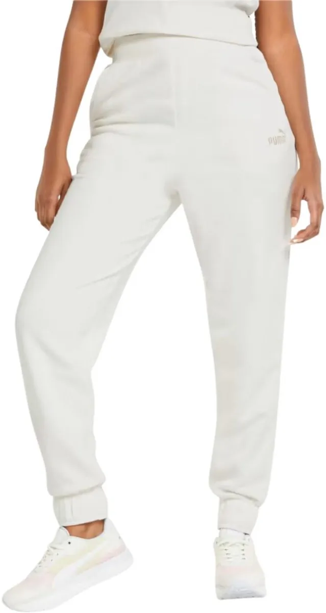 PUMA ESS+ Embroidery Joggingbroek Dames - Maat L - Crème