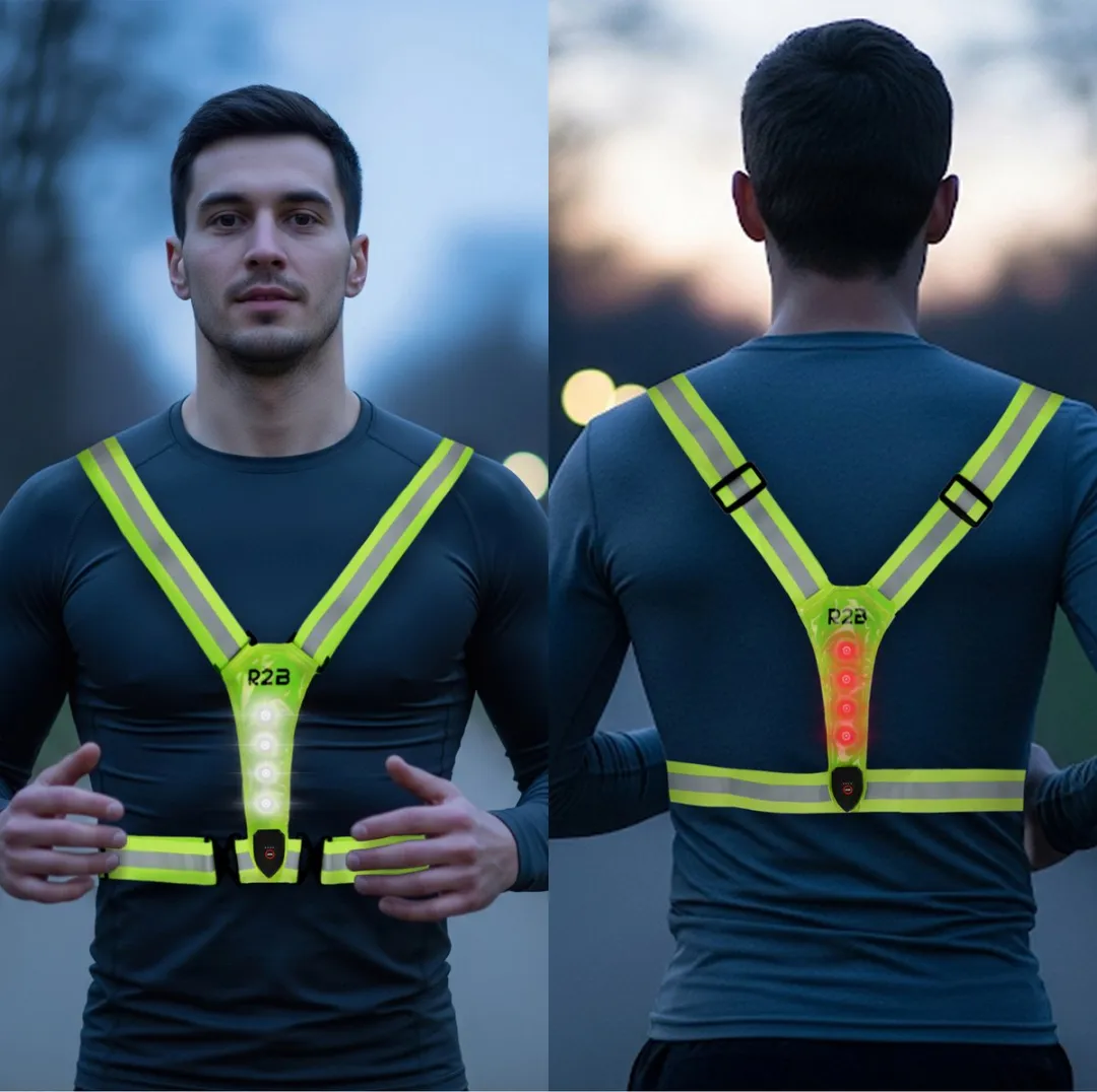 R2B Hardloopvest met Verlichting - One Size - Neongeel
