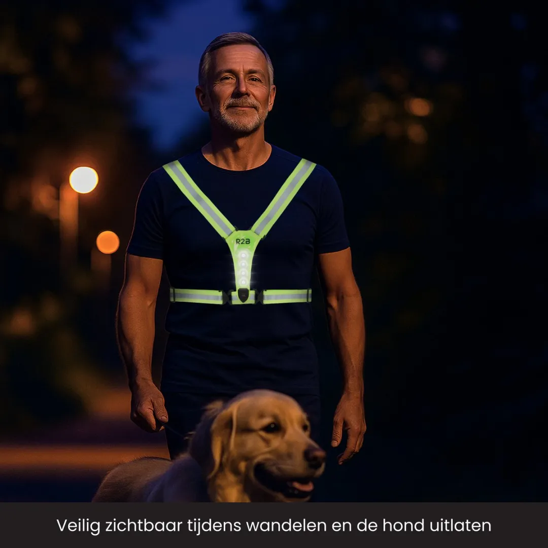 R2B Hardloopvest met Verlichting - One Size - Neongeel