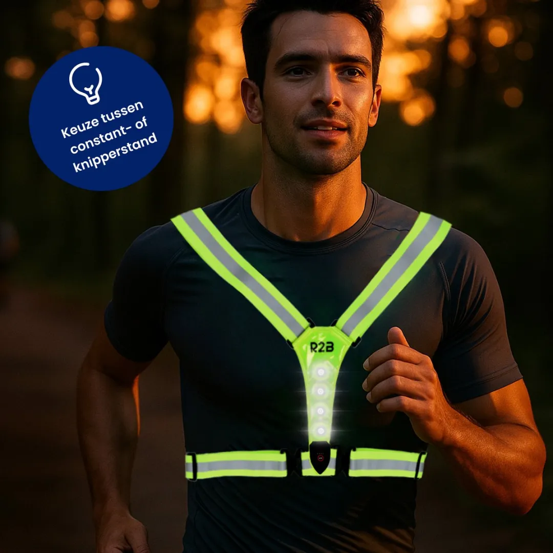 R2B Hardloopvest met Verlichting - One Size - Neongeel