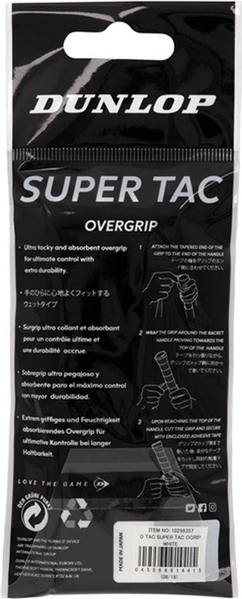 Dunlop D Tac Super Tac Overgrip - Wit