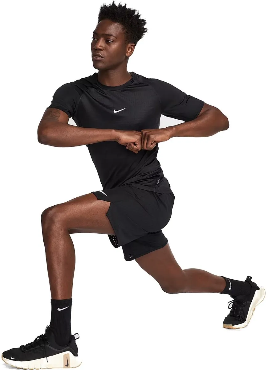 Nike Pro Breathe Heren T-shirt HJ4055-010 - XL - Zwart/wit