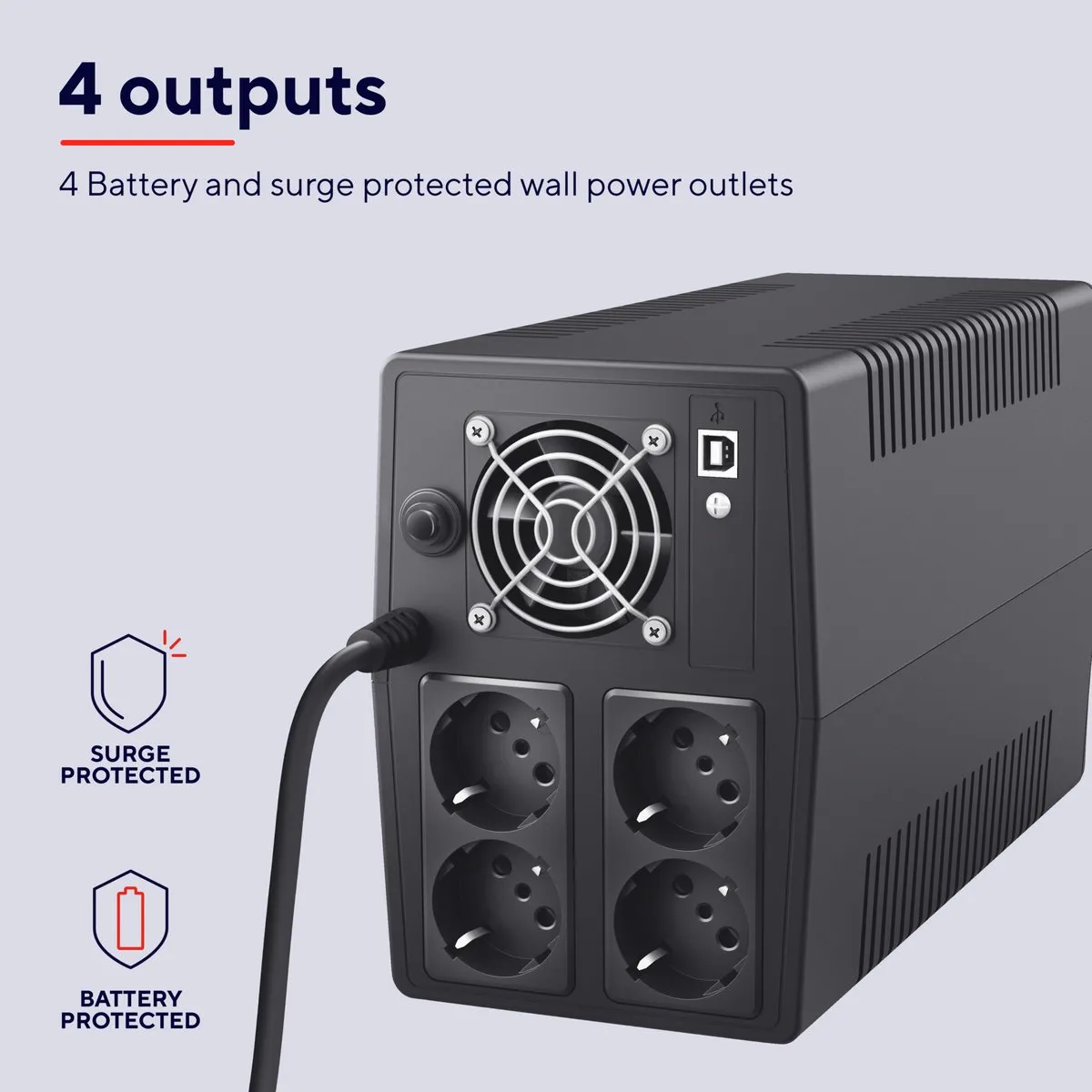Trust Paxxon 23505 UPS - 1500VA - 900W - 4 Stopcontacten - Zwart