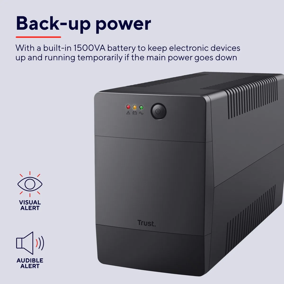 Trust Paxxon 23505 UPS - 1500VA - 900W - 4 Stopcontacten - Zwart