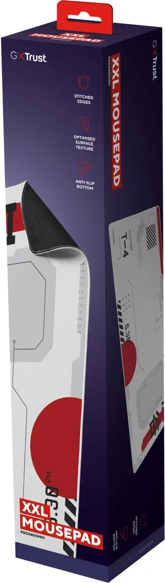 Trust GXT 759 XXL Gaming Muismat 90x40cm - Wit/Rood - afbeelding 6 van 6