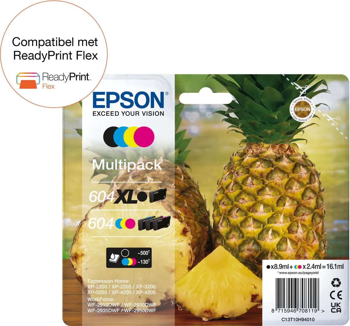 Epson 604XL C13T10H94010 Inktcartridge - 500 pagina's - Multicolor