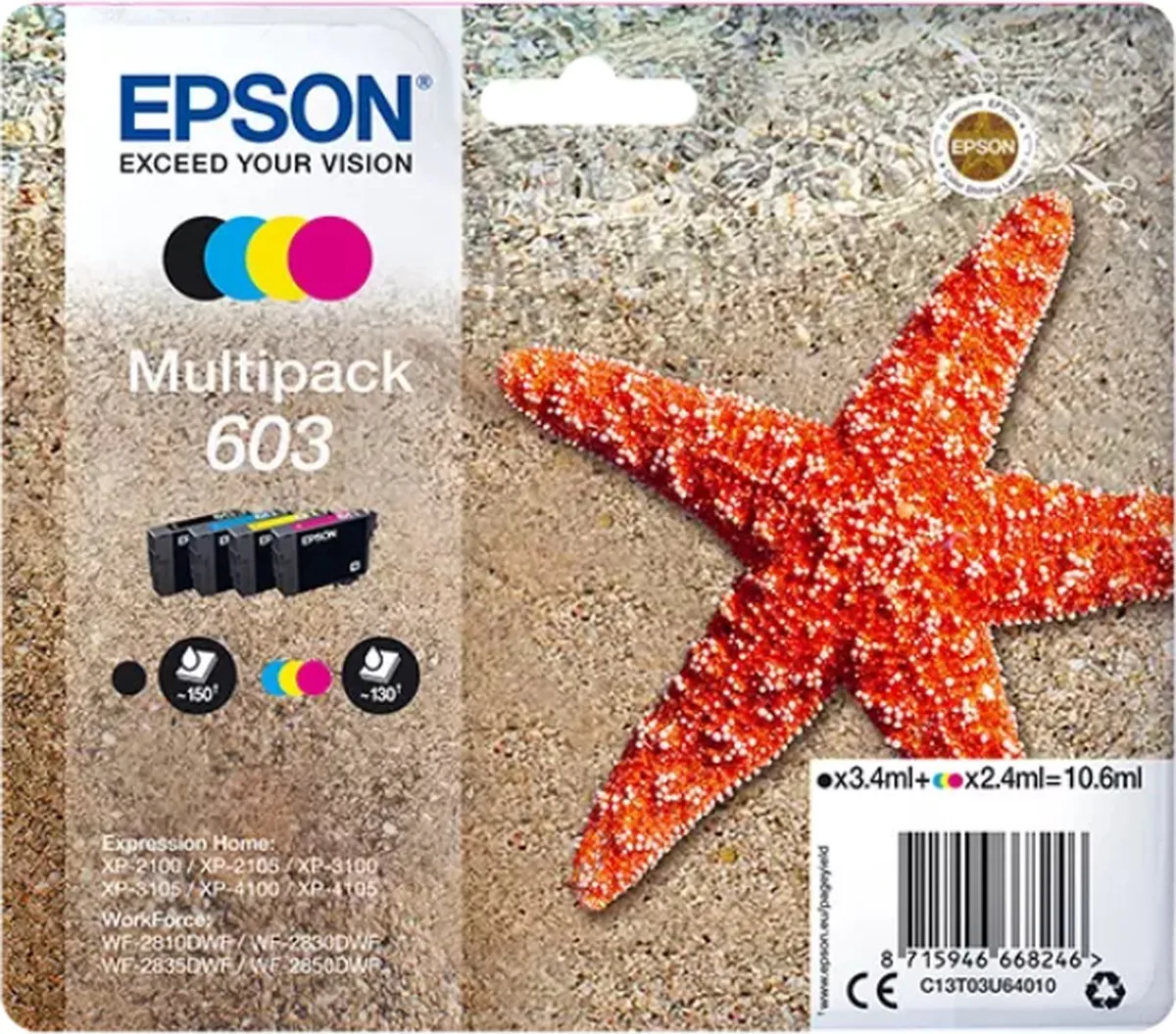 Epson 603 Multipak Inktcartridges - 2x Zwart + CMY