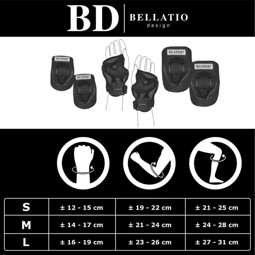 Bellatio Design Skate Beschermset S - 4-5 jaar - Zwart