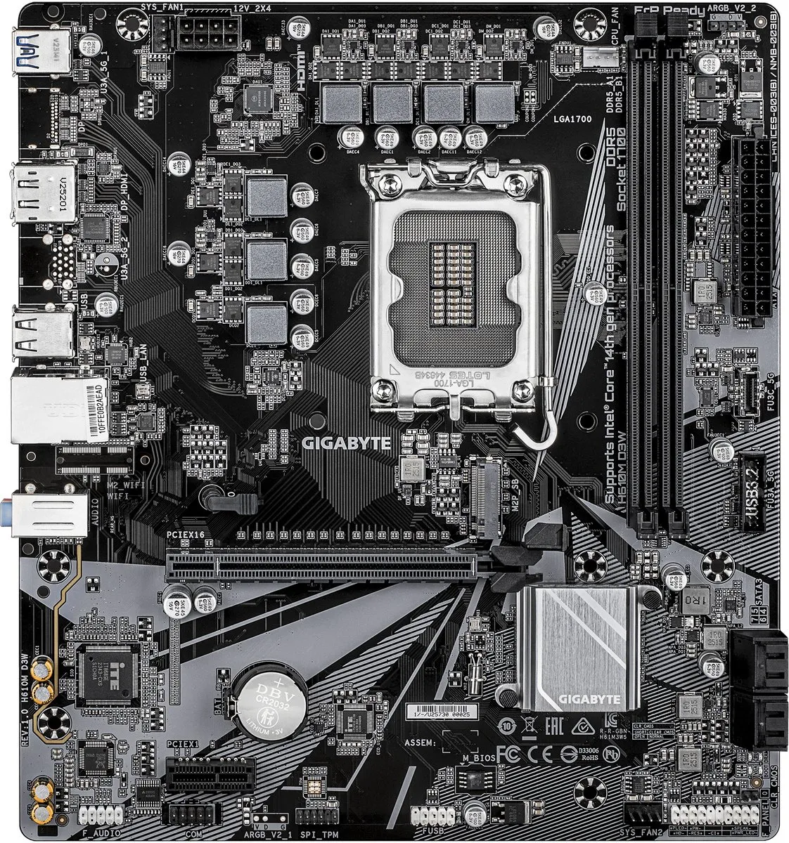 Gigabyte H610M D3W Moederbord - Intel H610 - Micro ATX