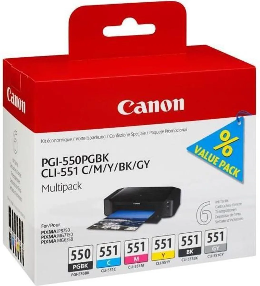 Canon PGI-550/CLI-551 Inktcartridges - 600 pagina's - 15ml
