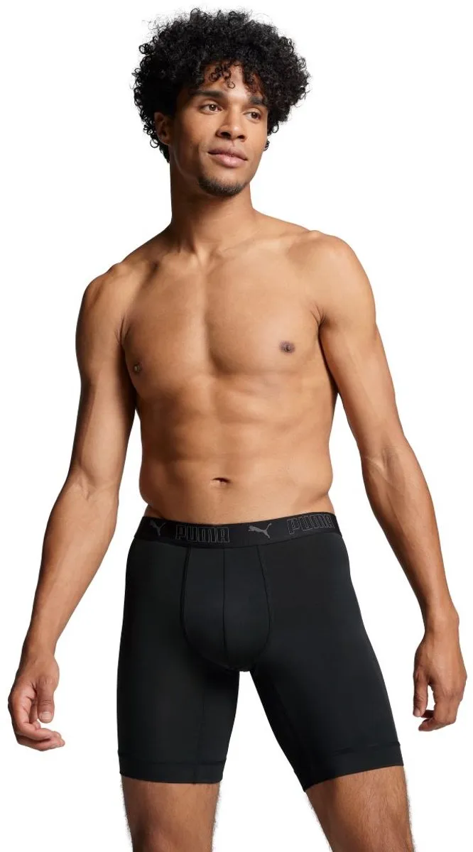 PUMA Sport Boxershorts Long - Zwart - 6 Stuks
