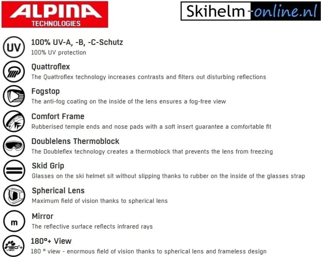 Alpina Pheos S Q-Lite Skibril - Wit - Oranje lens