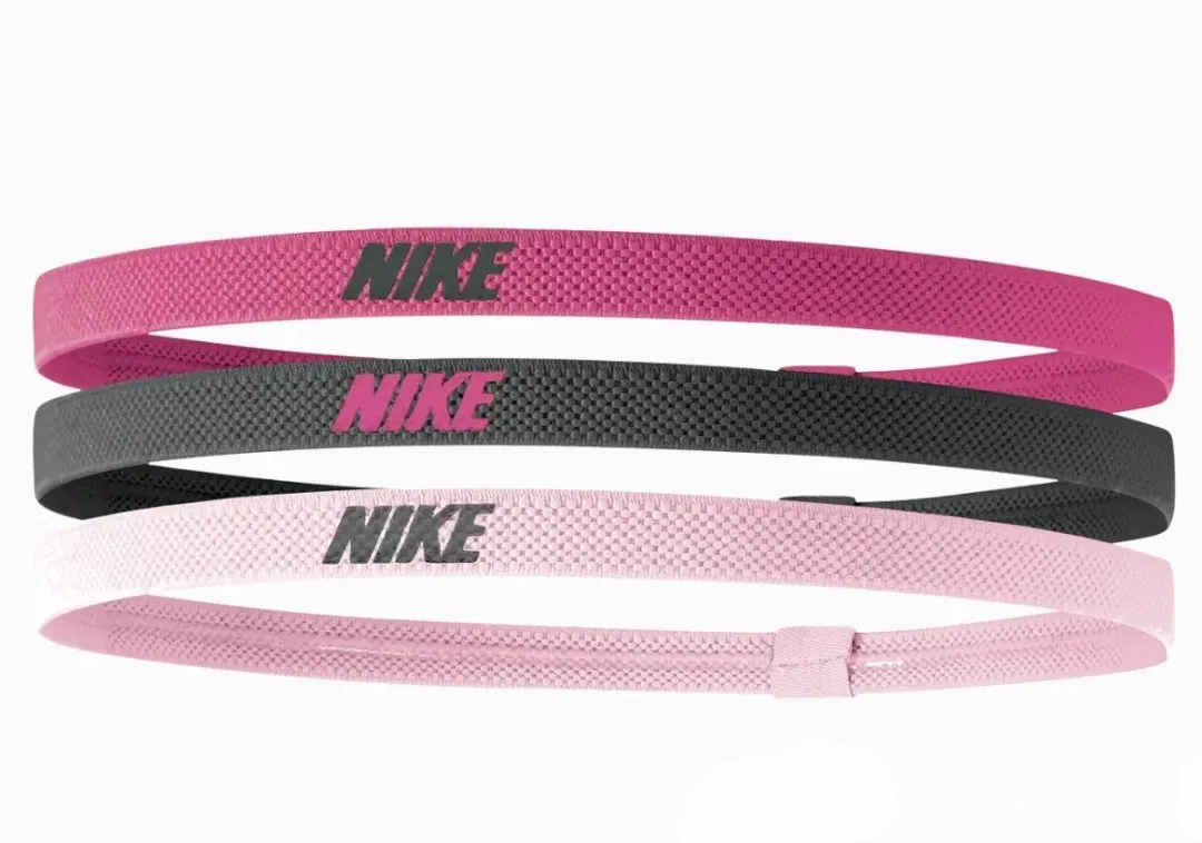 Nike Elastic Headband 2.0 Rose-Grijs - 3 Stuks