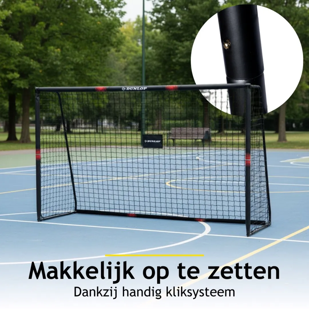 Dunlop Voetbaldoel 240x160cm - Metaal - Zwart/Rood