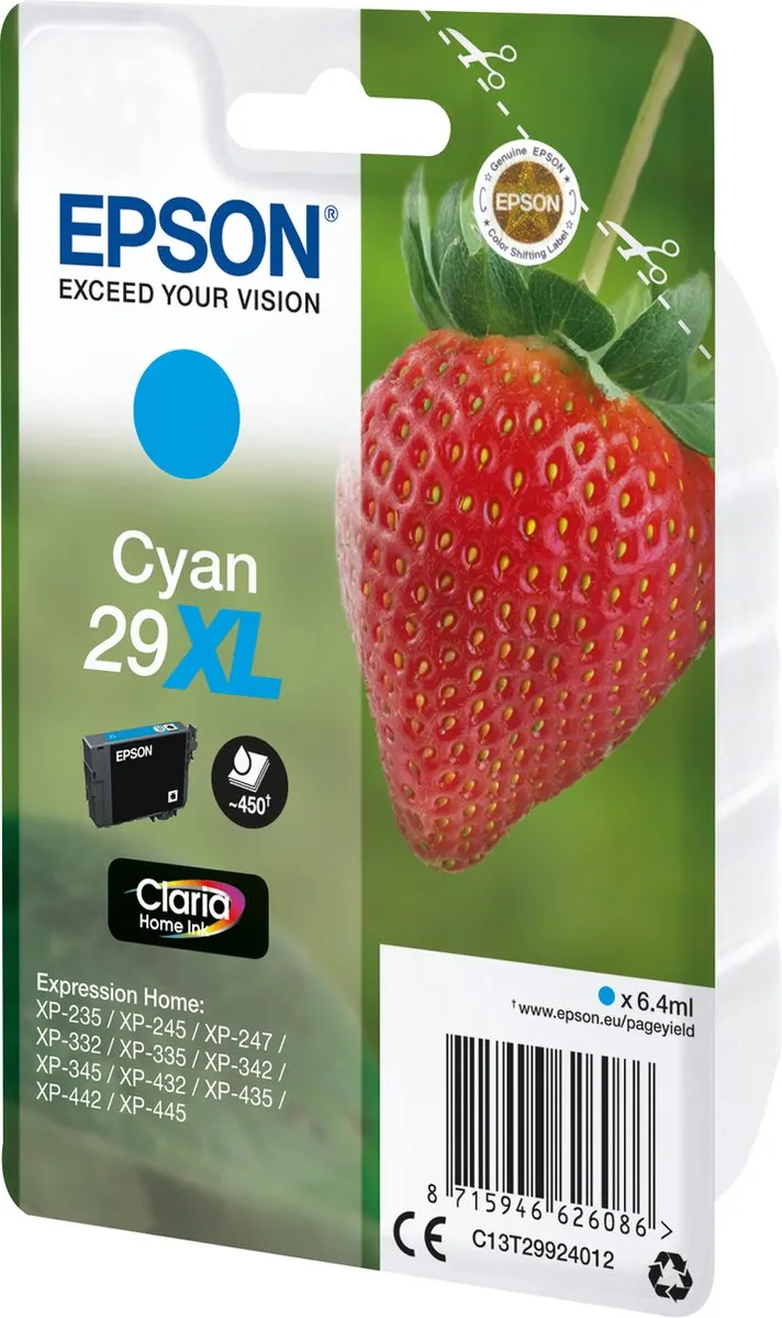 Epson 29 C13T29924010 Inktcartridge - Cyaan 450 pagina's