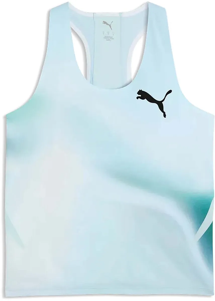 PUMA W Lightspeed Ultraweave Graphic Singlet - Lichtblauw