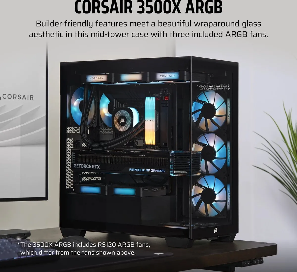 Corsair 3500X ARGB Midtowermodel ATX - Zwart