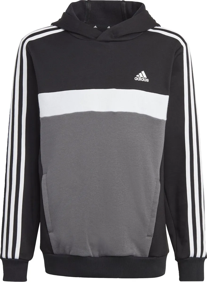 adidas Tiberio 3-Stripes Fleece Hoodie - Kinderen 128 - Zwart