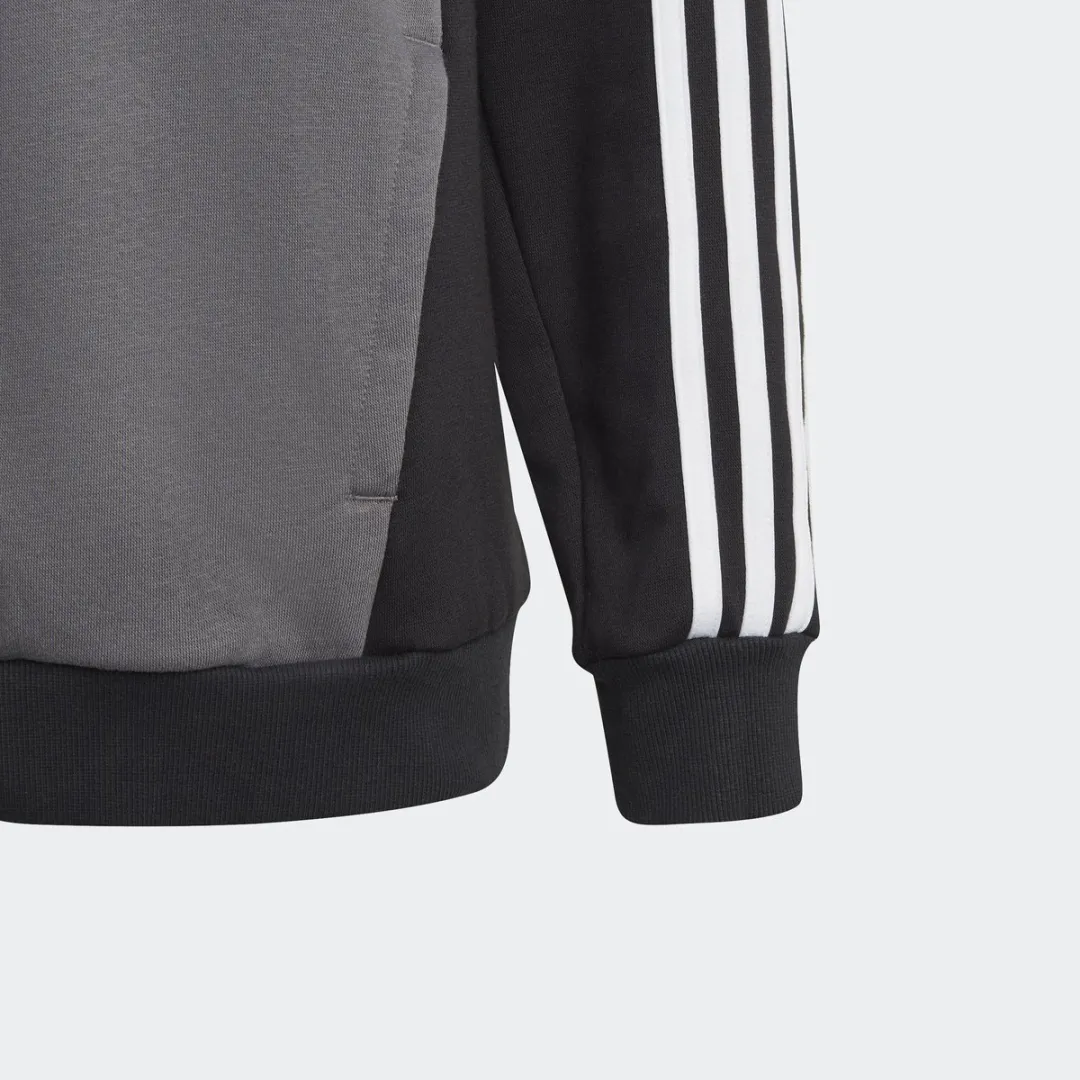 adidas Tiberio 3-Stripes Fleece Hoodie - Kinderen 128 - Zwart