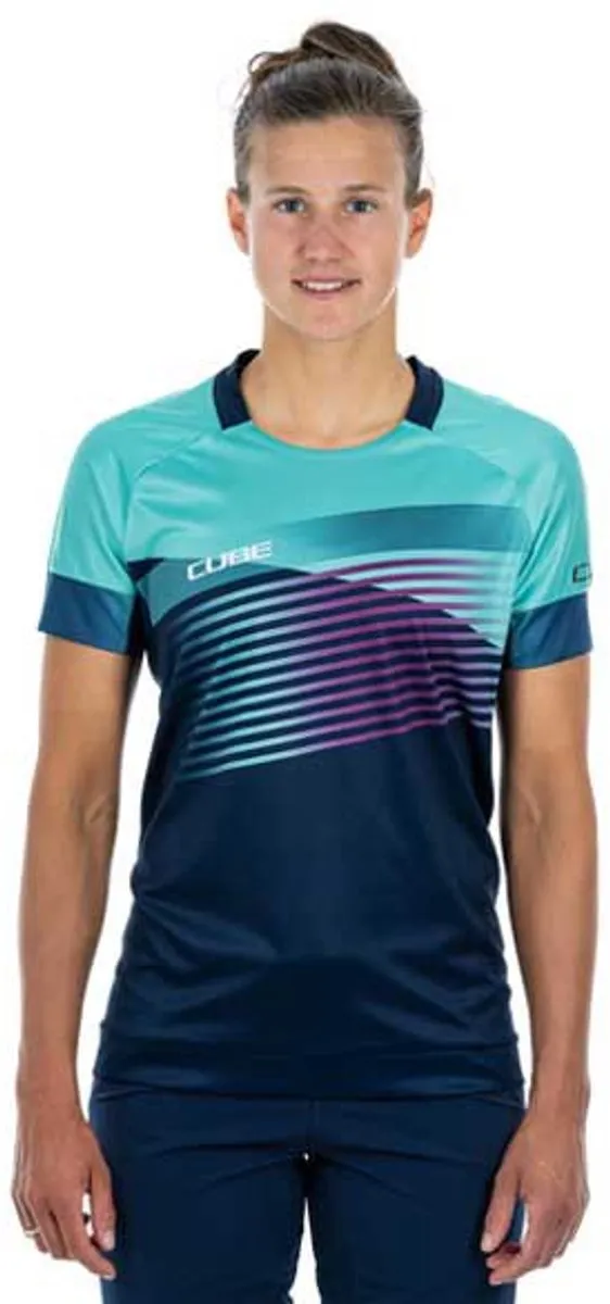 Cube Teamline Enduro Korte Mouw Trui Vrouw