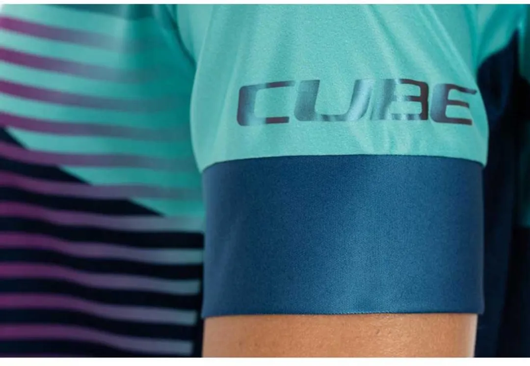Cube Teamline Enduro Korte Mouw Trui Vrouw - 3XL - Blauw/Mint