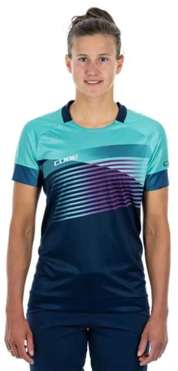Cube Teamline Enduro Korte Mouw Trui Vrouw - 3XL - Blauw/Mint - afbeelding 6 van 6