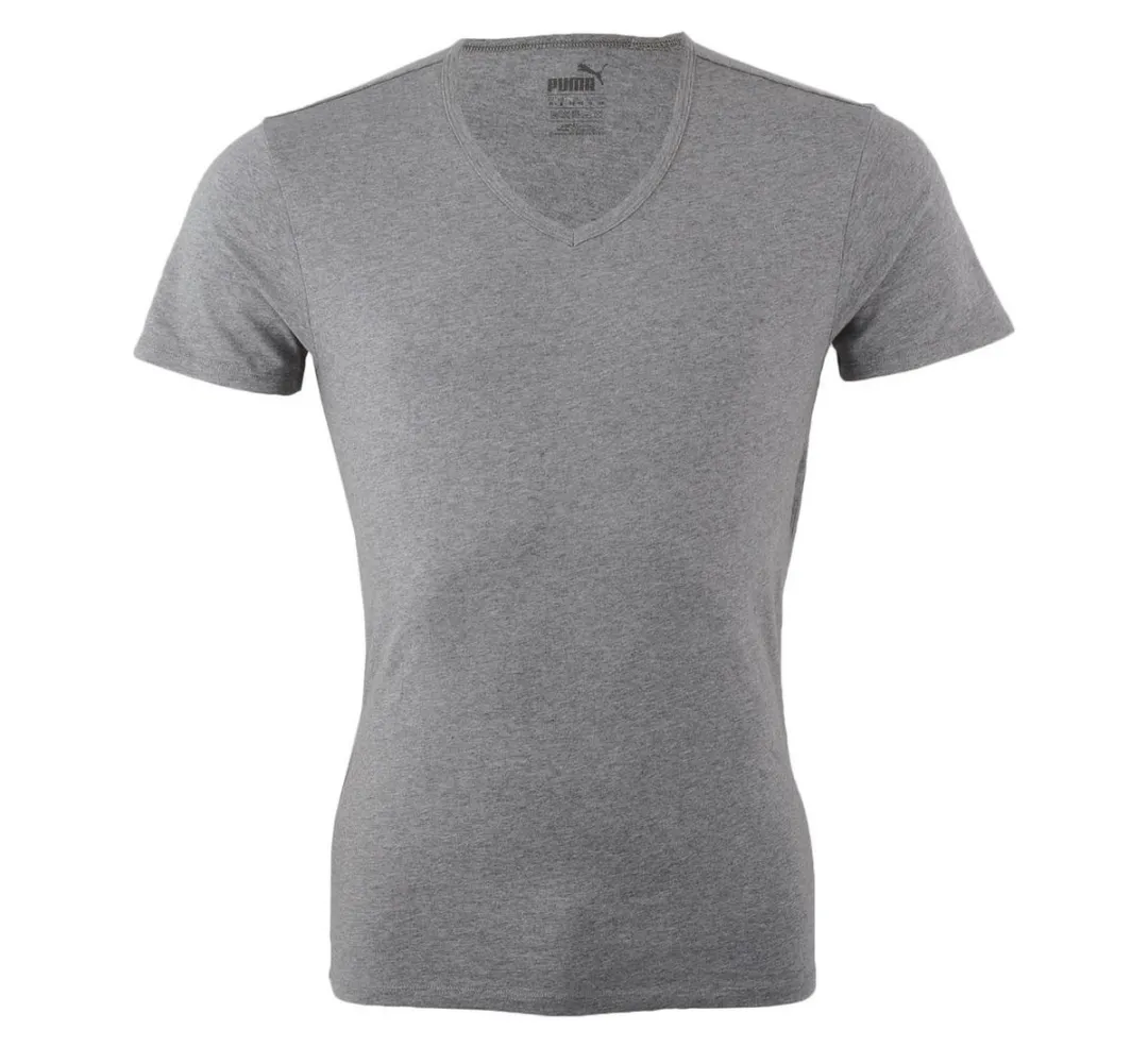 PUMA Basic 2P Sportshirt Heren - M - Middle Grey Melange