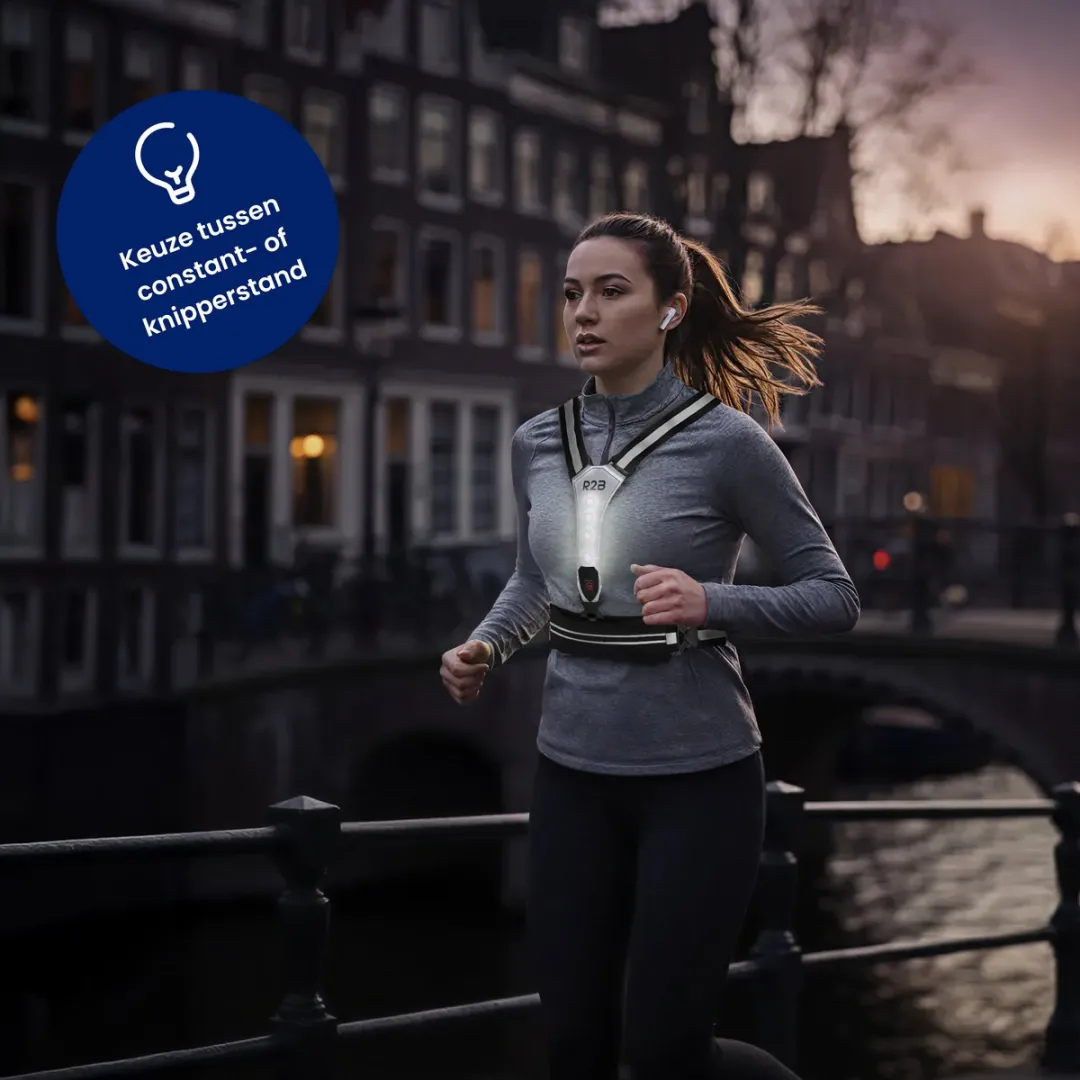R2B Hardloopvest Grijs - USB-C Oplaadbaar - Reflecterend